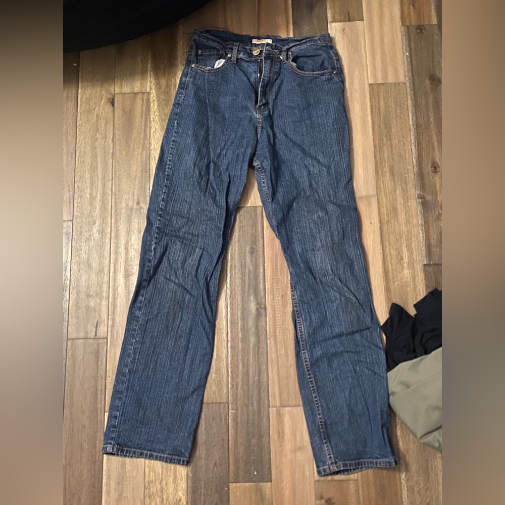 Straight Legged Blue Jeans